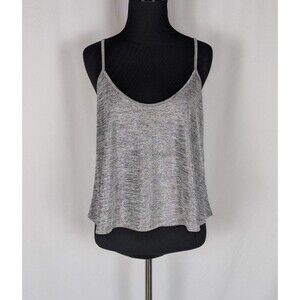 Kimchi Blue Tank S Women's Silver Sparkly Scoop Neck Spaghetti Strap Party Fun